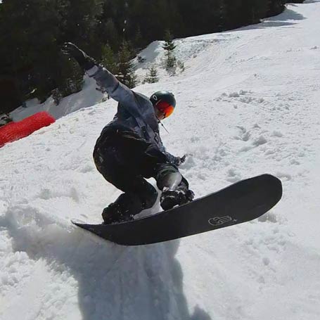 Marc snowboarding.
